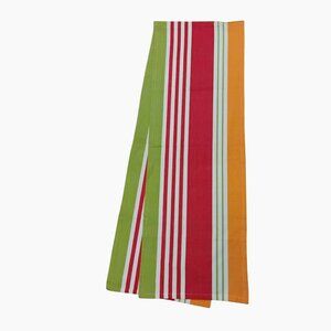 Striped Cotton Table Runner By Primitive Artisan Orange Red Green Cotton 73x12